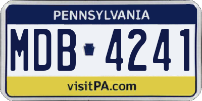 PA license plate MDB4241