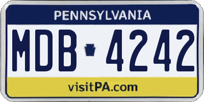 PA license plate MDB4242
