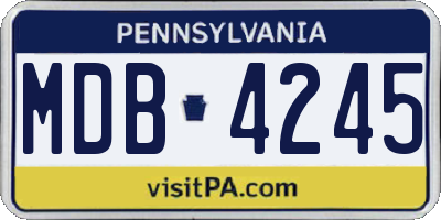 PA license plate MDB4245