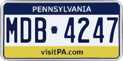 PA license plate MDB4247