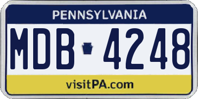 PA license plate MDB4248