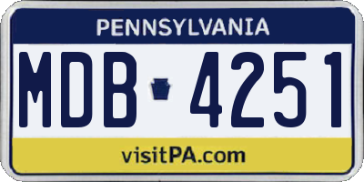 PA license plate MDB4251