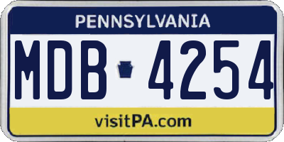 PA license plate MDB4254