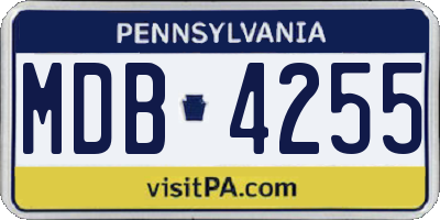 PA license plate MDB4255