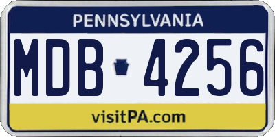 PA license plate MDB4256