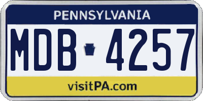 PA license plate MDB4257