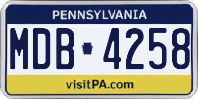 PA license plate MDB4258
