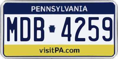 PA license plate MDB4259