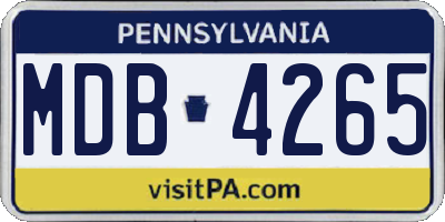 PA license plate MDB4265