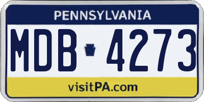 PA license plate MDB4273