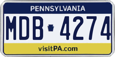 PA license plate MDB4274
