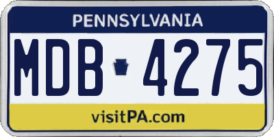 PA license plate MDB4275