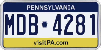 PA license plate MDB4281