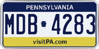 PA license plate MDB4283