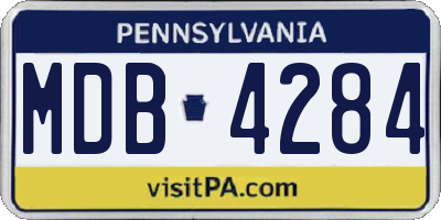 PA license plate MDB4284