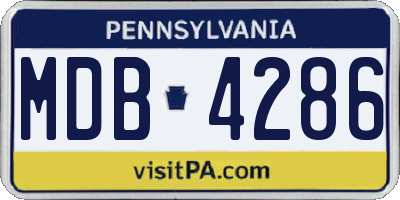 PA license plate MDB4286