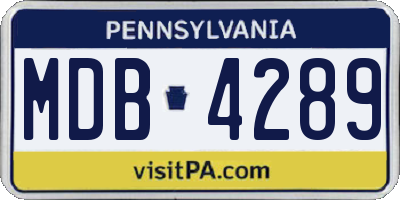 PA license plate MDB4289