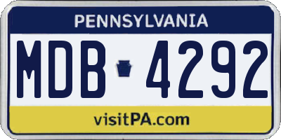PA license plate MDB4292