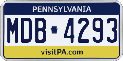PA license plate MDB4293