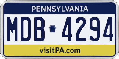 PA license plate MDB4294