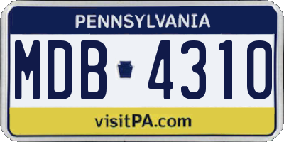 PA license plate MDB4310