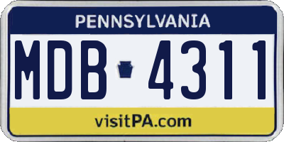 PA license plate MDB4311