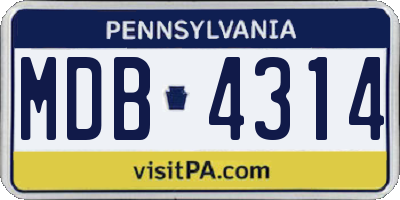 PA license plate MDB4314
