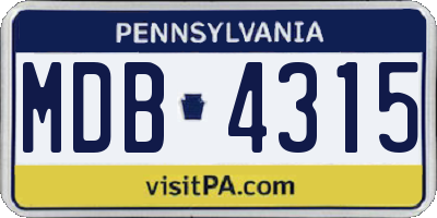 PA license plate MDB4315