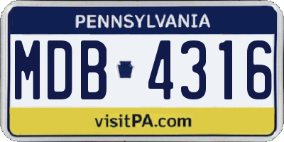 PA license plate MDB4316