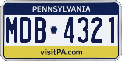 PA license plate MDB4321