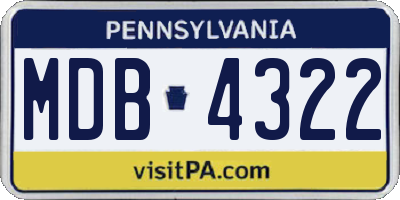 PA license plate MDB4322