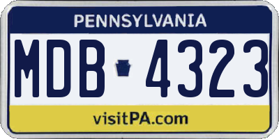 PA license plate MDB4323