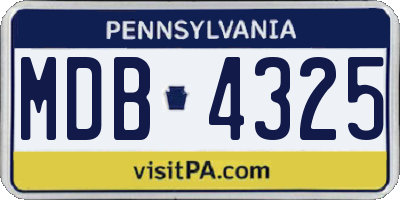 PA license plate MDB4325