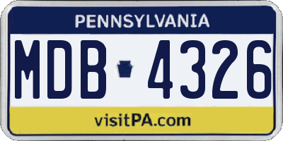 PA license plate MDB4326