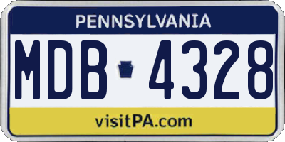 PA license plate MDB4328