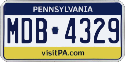 PA license plate MDB4329