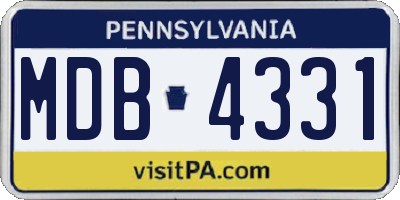 PA license plate MDB4331