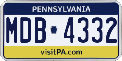 PA license plate MDB4332