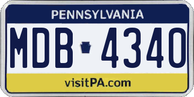 PA license plate MDB4340