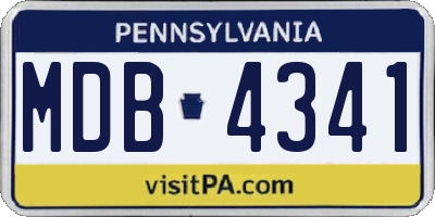 PA license plate MDB4341