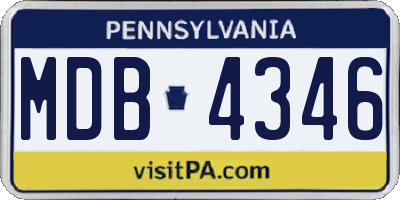 PA license plate MDB4346
