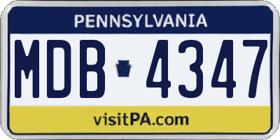 PA license plate MDB4347