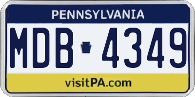 PA license plate MDB4349