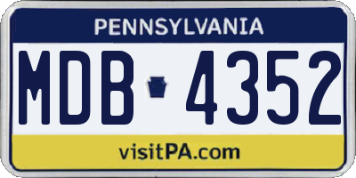 PA license plate MDB4352