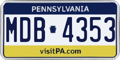 PA license plate MDB4353