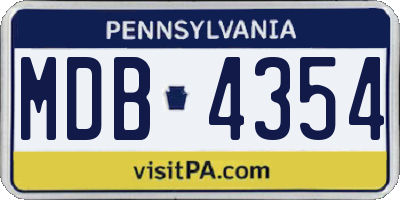 PA license plate MDB4354