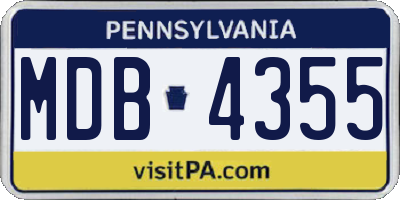 PA license plate MDB4355