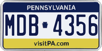 PA license plate MDB4356