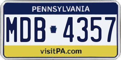 PA license plate MDB4357