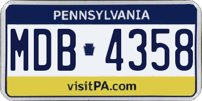 PA license plate MDB4358